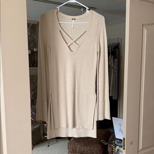 Free People Cream Knit Top